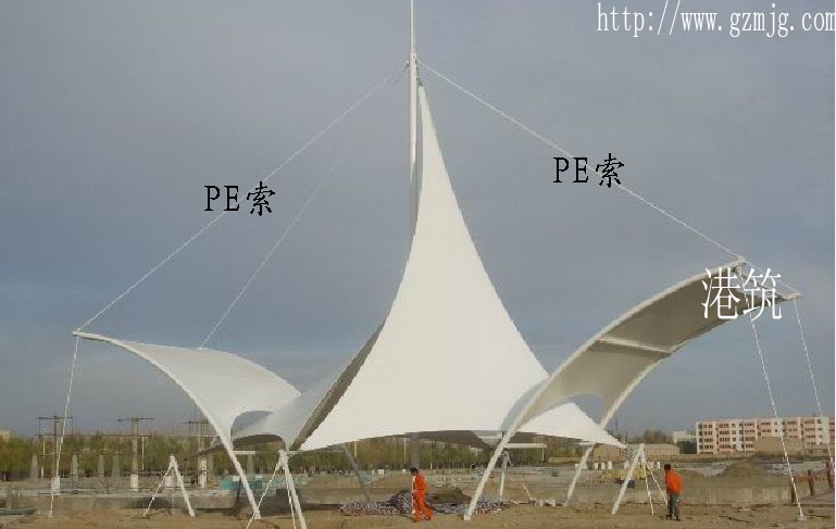 【停车棚厂家】pe索和锚头在膜结构安装的作用